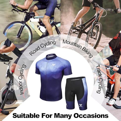 طقم جيرسي لركوب الدراجات للرجال - قميص عاكس لركوب الدراجات سريع الجفاف وسروال قصير مبطن ثلاثي الأبعاد لركوب الدراجات مقاس XL in Kuwait
