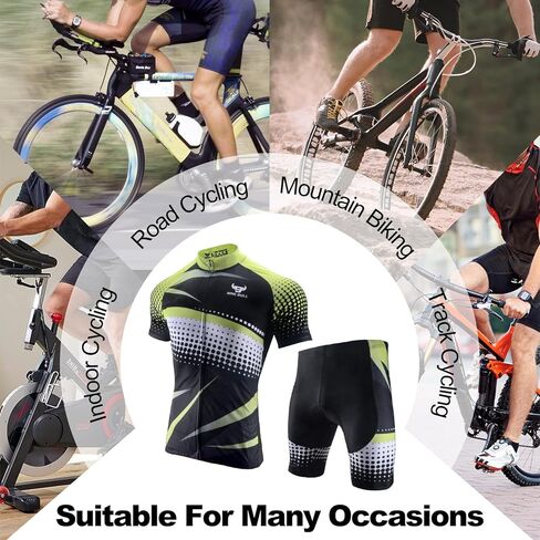 طقم جيرسي لركوب الدراجات للرجال - قميص عاكس للضوء سريع الجفاف لركوب الدراجات وسروال قصير مبطن ثلاثي الأبعاد لركوب الدراجات in Kuwait