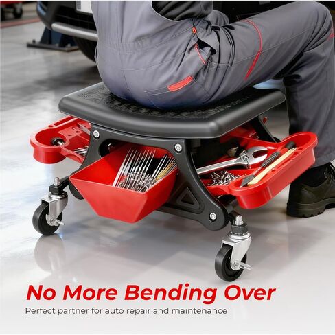 SUNROAD Mechanic Stool with Wheels Rolling Stool,300 lbs Heavy Duty Rolling Mechanics Seat with Tool Tray, Rolling Tool Seat for Automotive Auto Repair in Saudi Arabia