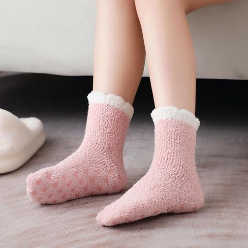 Trifabricy Fuzzy Socks - 5 Pairs Slipper Socks for Women, Non Slip Warm Cozy Sock, Women's Winter Fuzzy Slipper Sock in Saudi Arabia