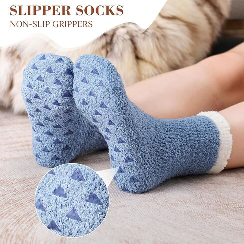 Trifabricy Fuzzy Socks - 5 Pairs Slipper Socks for Women, Non Slip Warm Cozy Sock, Women's Winter Fuzzy Slipper Sock in Saudi Arabia