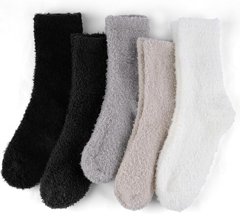 5 Pairs Fluffy Socks Womens Fuzzy Socks, Cozy Winter Sleep Sock for Women, Girls, Kids, Warm Microfiber Soft Sock in Saudi Arabia