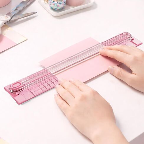 A3 Small Paper Trimmer, Portable Paper Cutter for Label, Origami, Card, Photo, Cardstock, and Craft Project, Pink in Saudi Arabia