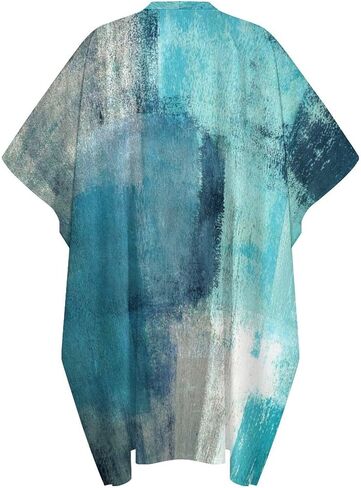 Turquoise And Grey Art Artwork Pattern Men's V-neck Robe Middle East Arabian Robe Butterfly Sleeves Kaftan in Kuwait