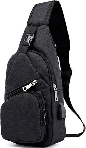 Sling Bag - Shoulder Backpack Chest Bags Crossbody Daypack for Women & Men with USB Charging Port in Kuwait