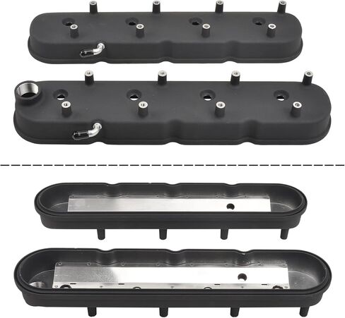 غطاء صمام محركات الألمنيوم المصبوب مع حوامل لفائف متوافق مع GM LS LS1 LS2 LS3 LS6 5.3 6.0 - أسود in Saudi Arabia