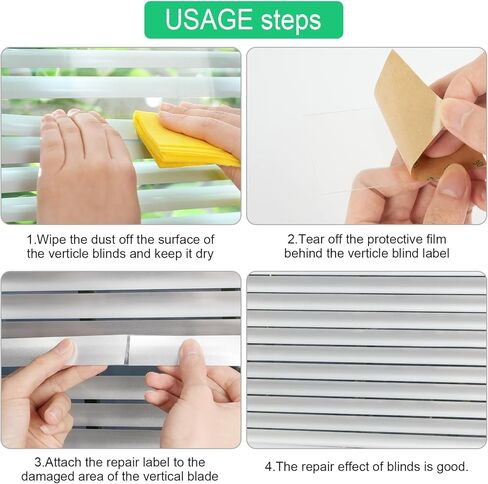 8 Pcs Vertical Blind Repair Tabs Clear Horizontal Blinds Replacement Slats Panels Self-Adhesive Blinds Replacement Fixers for Repair Damaged Blinds Blades (No String Hole, 1(W) x 3(L) Inches) in Saudi Arabia