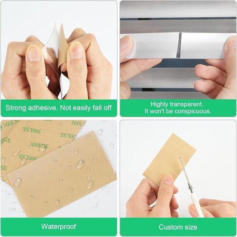 8 Pcs Vertical Blind Repair Tabs Clear Horizontal Blinds Replacement Slats Panels Self-Adhesive Blinds Replacement Fixers for Repair Damaged Blinds Blades (No String Hole, 1(W) x 3(L) Inches) in Saudi Arabia