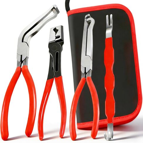 4 Pcs Electrical Disconnect Pliers for Cars, Automotive Electrical Terminal Connector Separator Removal Tool, with Straight & 60° Pliers, Hose Clamp Plier, Plug Release Tool in Storage Box in Kuwait