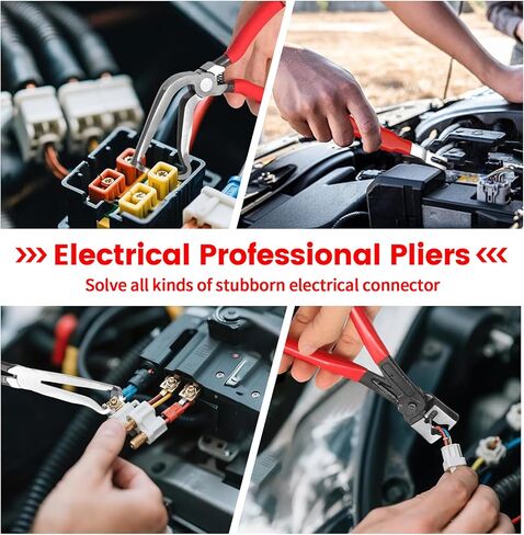 4 Pcs Electrical Disconnect Pliers for Cars, Automotive Electrical Terminal Connector Separator Removal Tool, with Straight & 60° Pliers, Hose Clamp Plier, Plug Release Tool in Storage Box in Kuwait