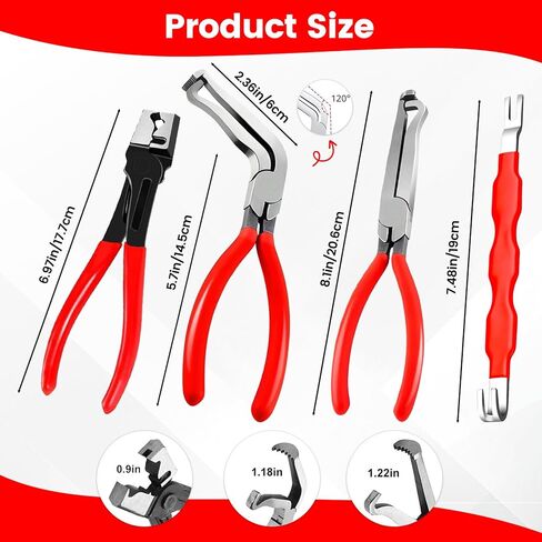 4 Pcs Electrical Disconnect Pliers for Cars, Automotive Electrical Terminal Connector Separator Removal Tool, with Straight & 60° Pliers, Hose Clamp Plier, Plug Release Tool in Storage Box in Kuwait