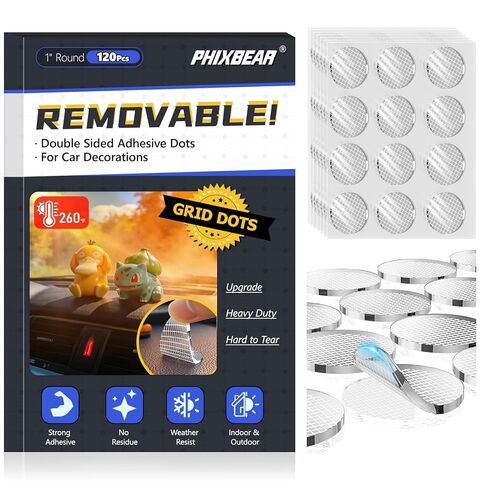 Removable Mounting Putty with Grid for Car Figure Adhesive Dots, Double Sided Sticky Dots for Vehicle Decor, Sticky Tack for Car Dashboard Ornaments, Interior Decorations, 1" Round (120Pcs) in Saudi Arabia