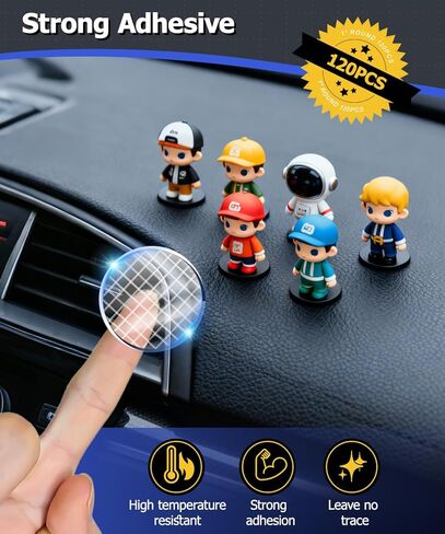 Removable Mounting Putty with Grid for Car Figure Adhesive Dots, Double Sided Sticky Dots for Vehicle Decor, Sticky Tack for Car Dashboard Ornaments, Interior Decorations, 1" Round (120Pcs) in Saudi Arabia