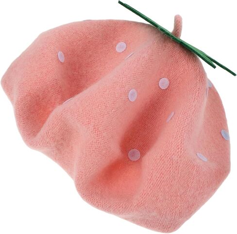 BESPORTBLE Strawberry Wool Woolen Beret Hat Pink Vintage Autumn Winter Painter Cap 48-52cm Warm ’s Costume Accessory in Saudi Arabia