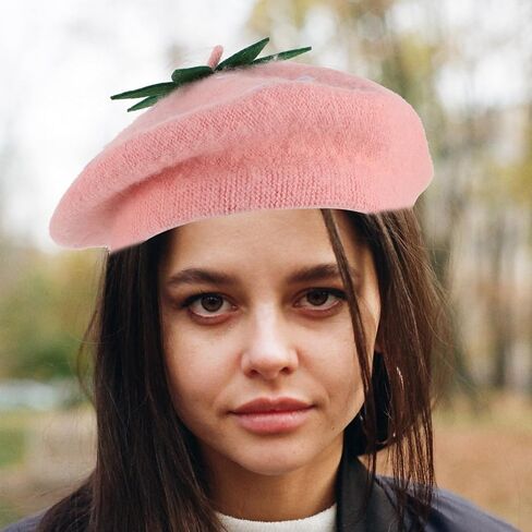 BESPORTBLE Strawberry Wool Woolen Beret Hat Pink Vintage Autumn Winter Painter Cap 48-52cm Warm ’s Costume Accessory in Saudi Arabia