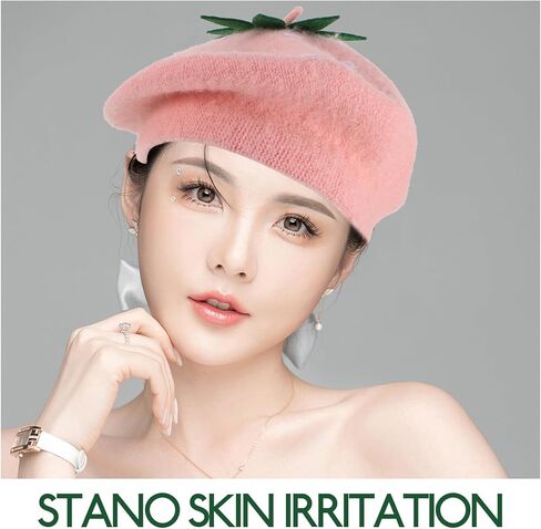 BESPORTBLE Strawberry Wool Woolen Beret Hat Pink Vintage Autumn Winter Painter Cap 48-52cm Warm ’s Costume Accessory in Saudi Arabia