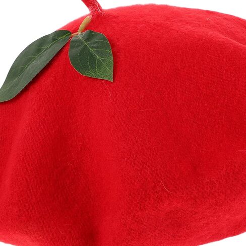 HANABASS Strawberry Beret Hat for Women, Knitted Artist Cap Decorative Performing Beanie, Red Female Party Headwear for Multi-Occasion Use in Saudi Arabia