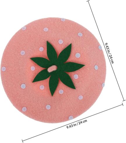 UPKOCH Strawberry Wool Beret Pink French Hat Vintage Autumn Winter Woolen Painter Cap for 48-52cm Warm Fruit Costume Accessory in Saudi Arabia