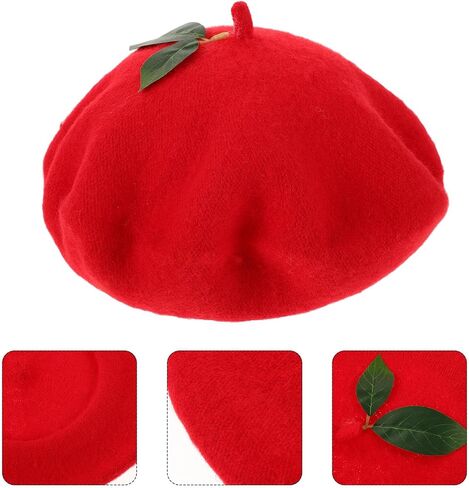 Hemoton Women’s Strawberry Beret Hat Red Knit Decorative Beanie Cap Stylish Performance Party Headwear in Saudi Arabia