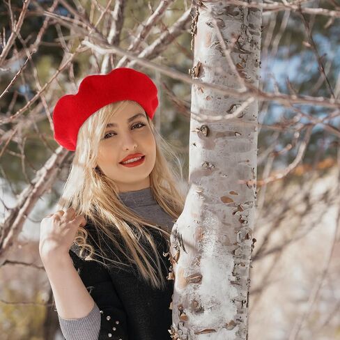 Uonlytech Strawberry Artist Beret Hat Women’s Red Knit Beanie Cap Decorative Performance Hat Party Accessory in Saudi Arabia