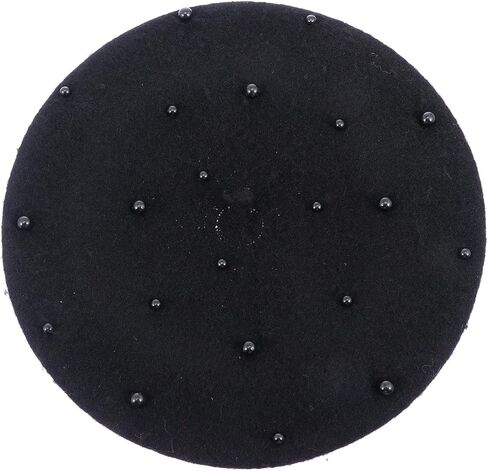 PartyKindom Pearl-Inspired Beret Hat for Fall and Winter, Black 50-52cm Outdoor Travel Casual Cap, Warm Girl Artist Beret for Babies in Saudi Arabia