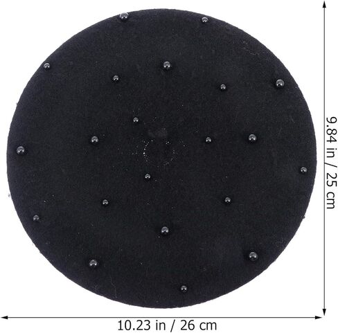 PartyKindom Pearl-Inspired Beret Hat for Fall and Winter, Black 50-52cm Outdoor Travel Casual Cap, Warm Girl Artist Beret for Babies in Saudi Arabia