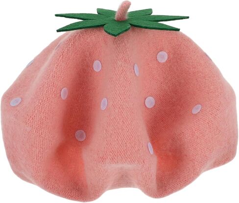 SAFIGLE Strawberry Wool Beret Hat Pink 48-52cm Vintage Painter Cap Warm Autumn Winter Costume Accessory in Saudi Arabia