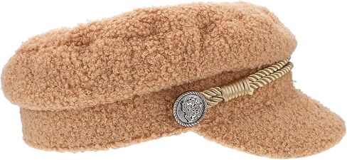 ARTIBETTER Women’s Octagonal Lambwool Hat Winter Warm Beige Stylish Beret with Chain Accent for Casual and All-Match Outfits in Saudi Arabia