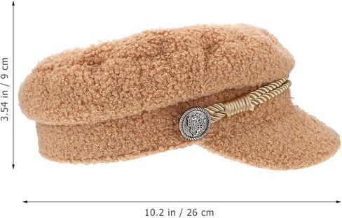 ARTIBETTER Women’s Octagonal Lambwool Hat Winter Warm Beige Stylish Beret with Chain Accent for Casual and All-Match Outfits in Saudi Arabia