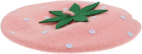 POPETPOP Strawberry Wool Beret, Pink Vintage Wool Felt Painter Hat, Autumn Winter 48-52cm ’ Warm Woolen Cap in Saudi Arabia