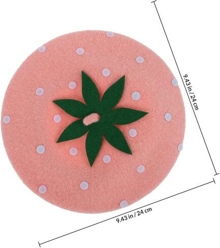POPETPOP Strawberry Wool Beret, Pink Vintage Wool Felt Painter Hat, Autumn Winter 48-52cm ’ Warm Woolen Cap in Saudi Arabia