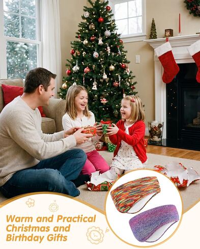 JenPen 2 Pcs Double-layer Ear Warmer for Children Headband-knit Fuzzy Fleece Lined Kids Winter Headband Ear Muffs for Ski Running Cycling in Saudi Arabia