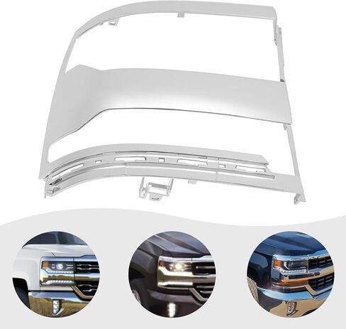 لـ 2016-2018 تشيفي سيلفرادو 1500 غطاء حافة المصباح الأمامي، استبدال حافة المصباح الأمامي من الجانب الأيمن للراكب، غطاء مصبوب بالحقن من الكمبيوتر الشخصي in Kuwait