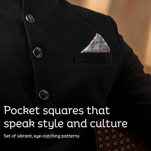 Pocket Square | Silk Handwoven Banarasi Fabric for Formal & Casual Events, Gifting- Set of 2 in Saudi Arabia