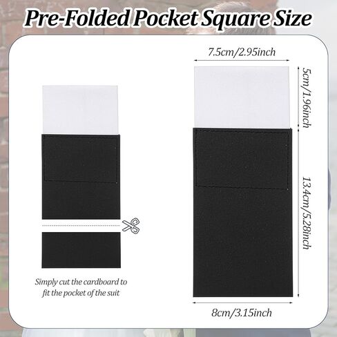 2Pcs Prefolded Pocket Squares for Men Solid Color Men's Handkerchiefs on Card Circle and Square Mens Pocket Square for Business Wedding Jacket Tuxedo Suit Accessories in Saudi Arabia