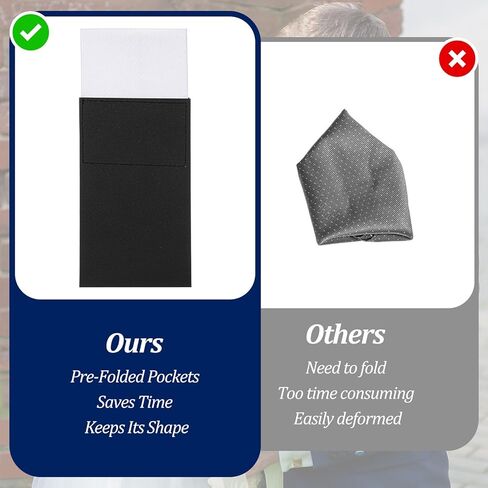 2Pcs Prefolded Pocket Squares for Men Solid Color Men's Handkerchiefs on Card Circle and Square Mens Pocket Square for Business Wedding Jacket Tuxedo Suit Accessories in Saudi Arabia