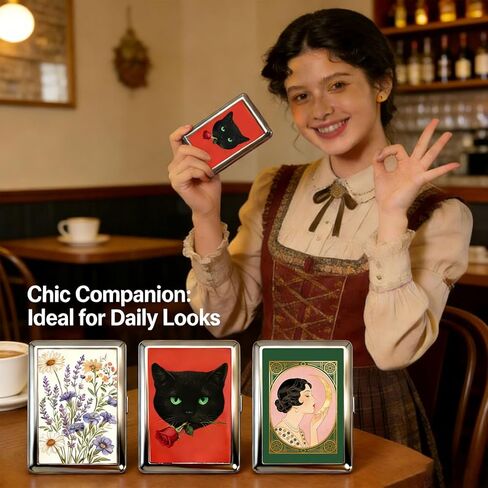 Vintage Art Deco Versatile Card & Cash Case, Slim Metal Wallet for Women Men Credit ID Business Cards (Style-A) in Saudi Arabia