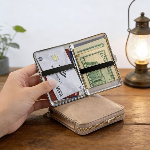 Vintage Art Deco Versatile Card & Cash Case, Slim Metal Wallet for Women Men Credit ID Business Cards (Style-A) in Saudi Arabia