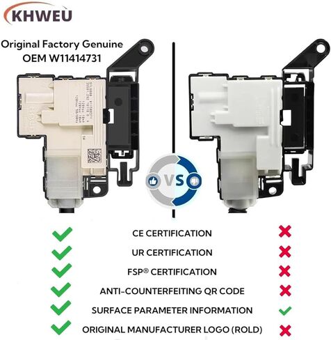 【Original Factory Authentic】 W11414731 W11513248 OEM(UR,CE-Certification) Washer Lid Lock Switch Latch Replace WTW5010LW0 WTW5057LW0 DTL6000 WTW5015LW0 MVW5430MW0 WTW5015LW1 AP7002928 PD00073744 in Saudi Arabia