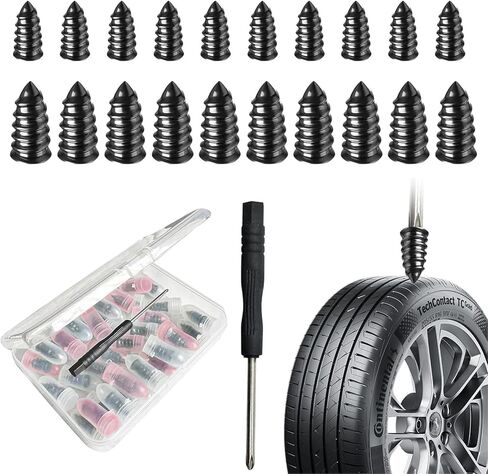 60 PCS Tire Plugs Screw Type,Tire Repair Screws Plug Kit with 2 Sizes and Screwdriver,Fast Self-Service Tool for Car, Bikes,Motorcycle,Tractor Tire Puncture Repair in Saudi Arabia