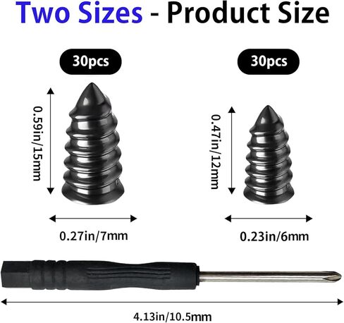 60 PCS Tire Plugs Screw Type,Tire Repair Screws Plug Kit with 2 Sizes and Screwdriver,Fast Self-Service Tool for Car, Bikes,Motorcycle,Tractor Tire Puncture Repair in Saudi Arabia