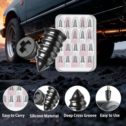 60 PCS Tire Plugs Screw Type,Tire Repair Screws Plug Kit with 2 Sizes and Screwdriver,Fast Self-Service Tool for Car, Bikes,Motorcycle,Tractor Tire Puncture Repair in Saudi Arabia