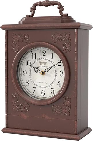 ساعة رف عتيقة مع خزنة مخفية، ساعات مدفأة ذات طراز بني عتيق، ساعة مكتب ورف لديكور غرفة المعيشة، المزرعة، المكتب، هدايا المنزل الجديد (12.6 بوصة ارتفاع × 8.7 بوصة عرض × 4 بوصة عمق) in Kuwait