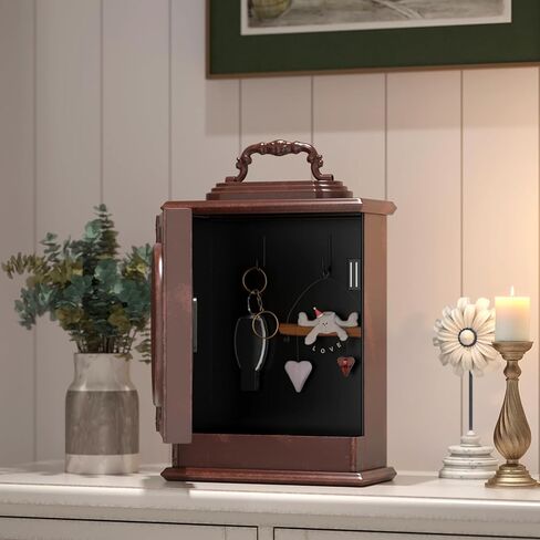 ساعة رف عتيقة مع خزنة مخفية، ساعات مدفأة ذات طراز بني عتيق، ساعة مكتب ورف لديكور غرفة المعيشة، المزرعة، المكتب، هدايا المنزل الجديد (12.6 بوصة ارتفاع × 8.7 بوصة عرض × 4 بوصة عمق) in Kuwait