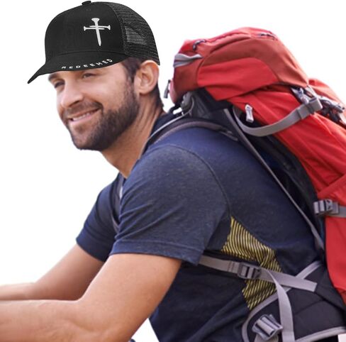 Christian Hats for Men Women with Gift Box, Embroidered Three Nails Cross Baseball Caps, Adjustable Mesh Outdoor Hat in Saudi Arabia