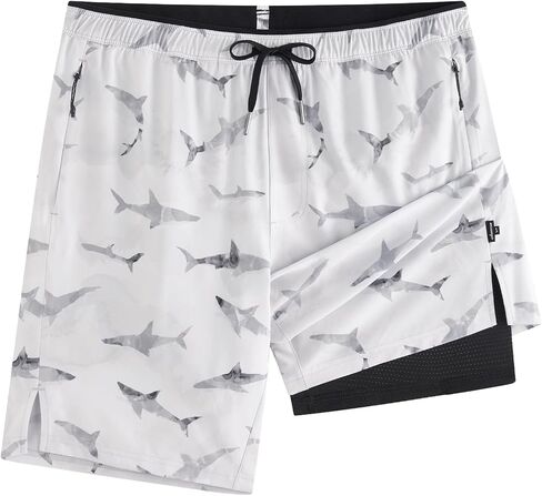 maamgic Mens Swim Trunks 9" with Zipper Pockets, Quick Dry Board Shorts, 4-Way Stretch Compression Lined Bathing Suits in Kuwait