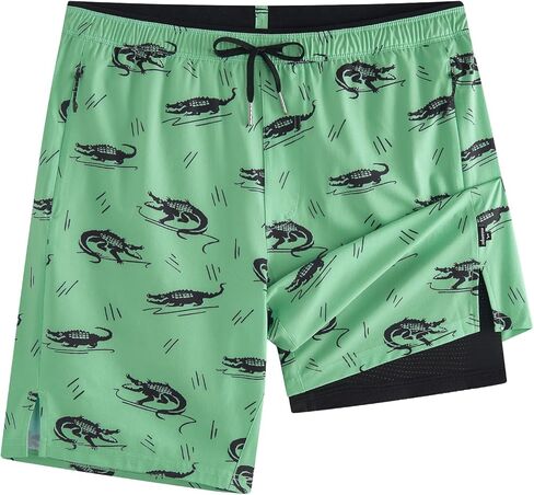 maamgic Mens Swim Trunks 9" with Zipper Pockets, Quick Dry Board Shorts, 4-Way Stretch Compression Lined Bathing Suits in Kuwait