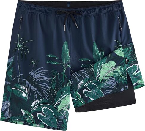 maamgic Mens Swim Trunks 9" with Zipper Pockets, Quick Dry Board Shorts, 4-Way Stretch Compression Lined Bathing Suits in Kuwait