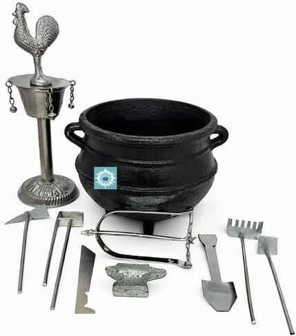 Set de Guerreros Caldero de Oggun Ozun Herramientas de Ogun Santeria ifa Religion Iron Black Cauldorn in Saudi Arabia