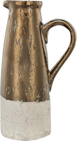 Two Tone Metallic Terracotta Pitcher - 14.5" - White and Bronze in Saudi Arabia